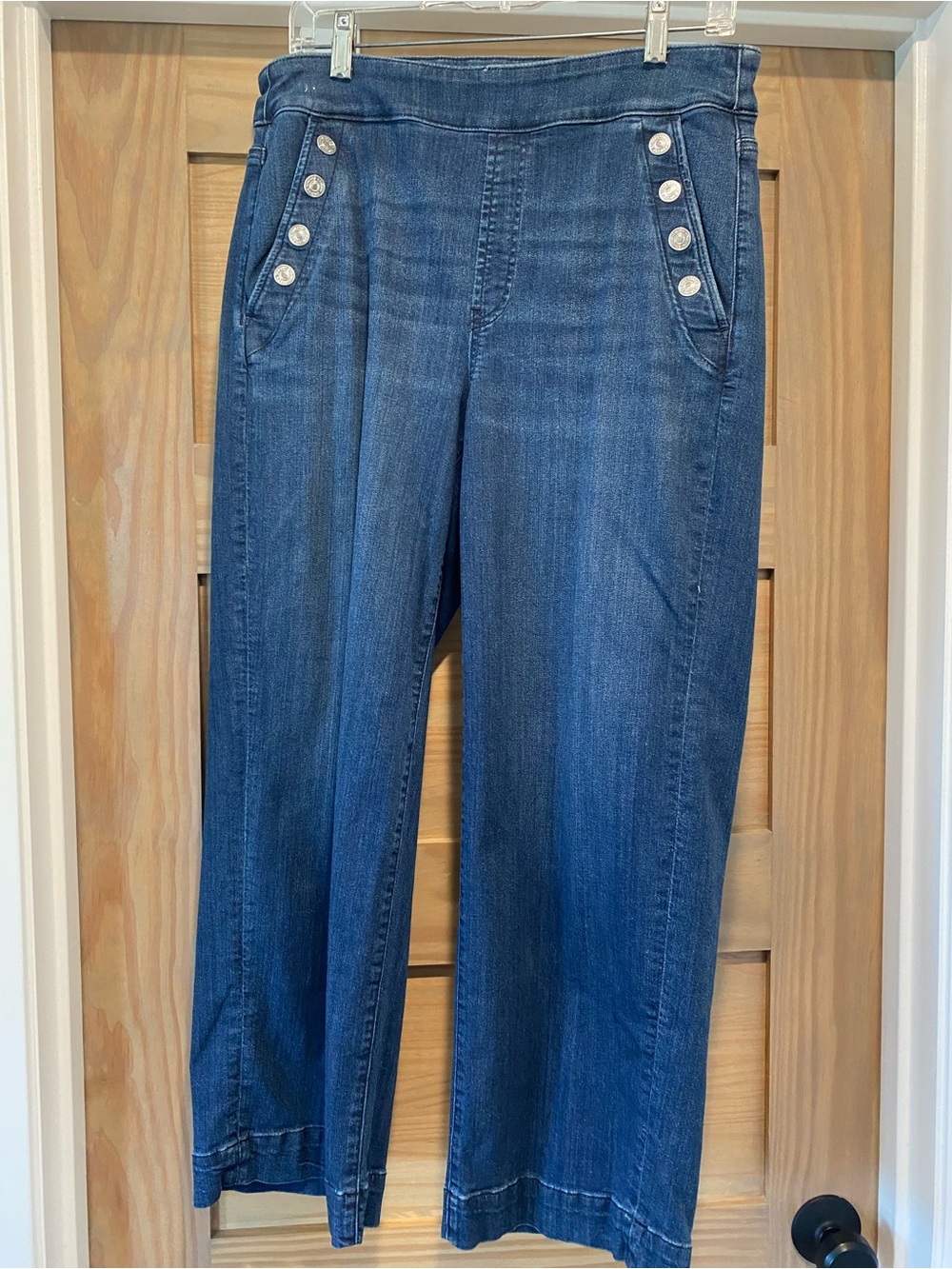 Chico's Indigo Wide-Leg Jeans with Decorative Buttons